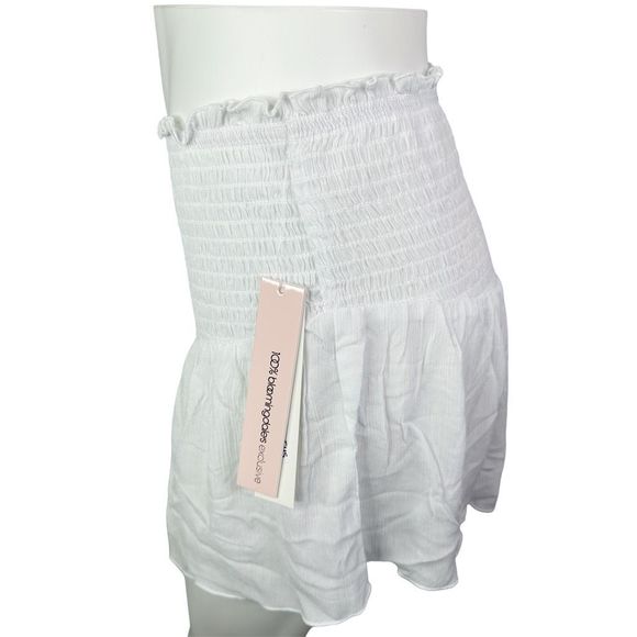 AQUA x Bloomingdale’s White Cover-Up Smocked Shorts - Size Large - Picture 3 of 6